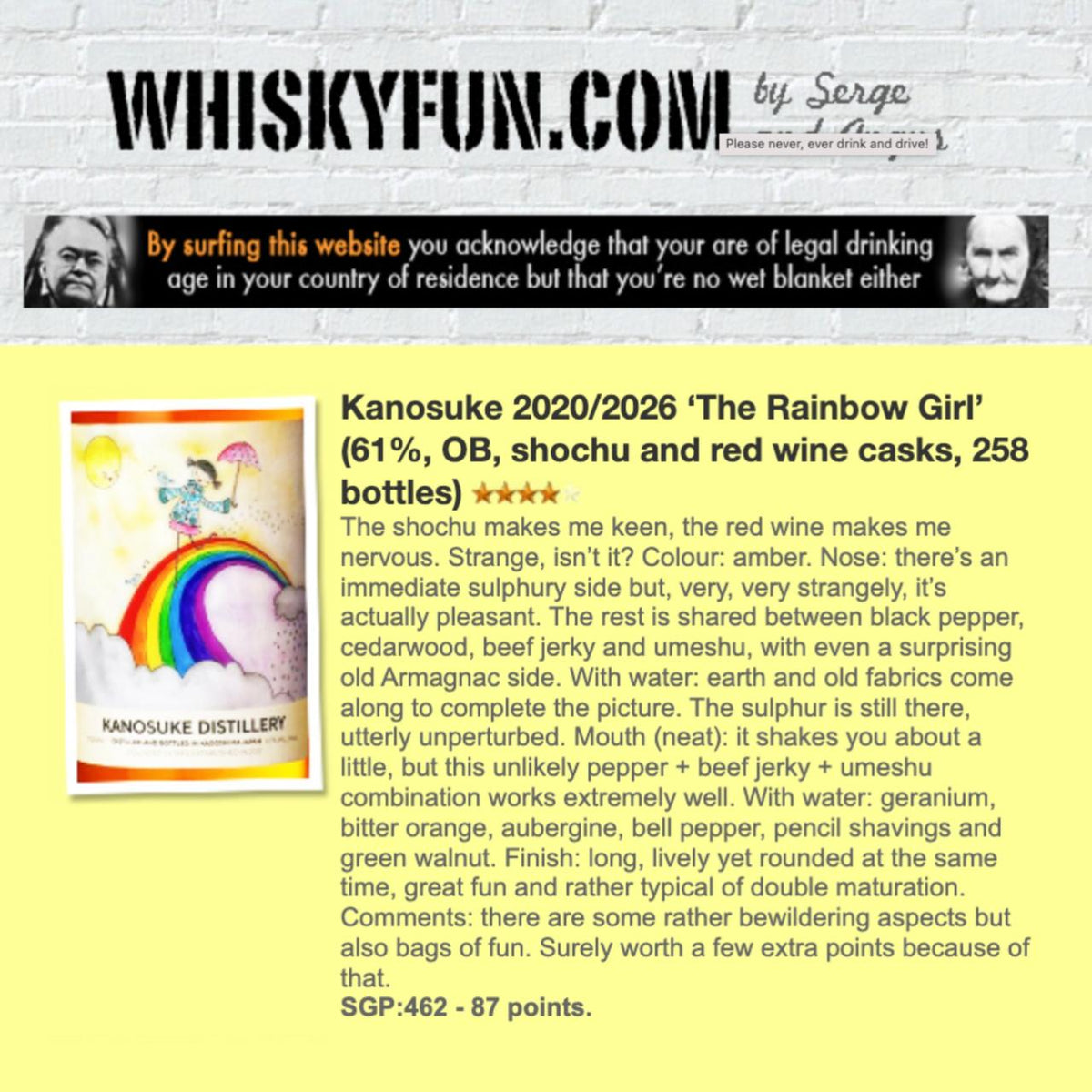 Kanosuke “Rainbow Girl” Single Malt Single Cask Japanese Whisky (Available in HK/SG)